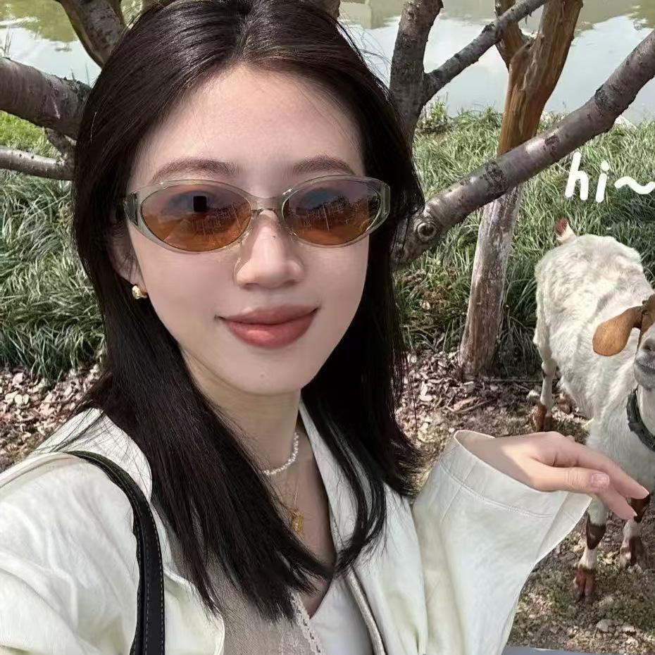 New Style Fashion Sunglasses Korean Style Oval Shape ladies's Sun sleek Glasses Holiday Travelling Female Sunglass