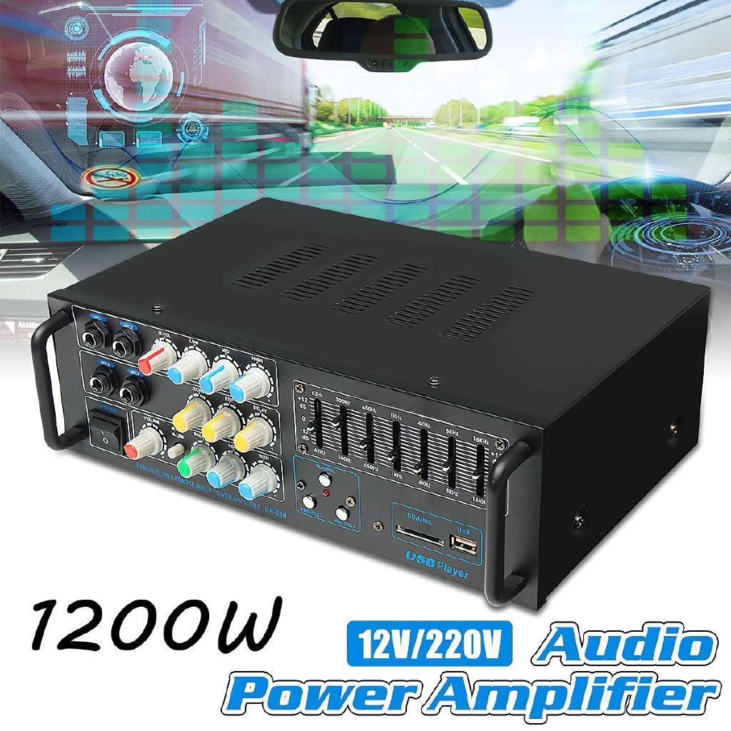 1200 Watt Professional Audio Home Stereo Amplifier Home Theater Amplifiers Audio Black 12/220 Volt