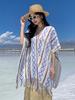 Winter Women Scarf Layers Poncho Elegant Lady White Striped Plaid Tassel Wraps Shawl Warm Scarve Capa Para Mujer Pashmina Cloak