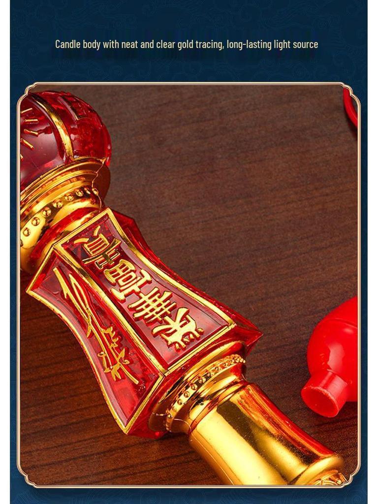 God of Wealth LED Candle Lights: USB-Powered Long-Lasting Crystal Buddha Lamp Pair