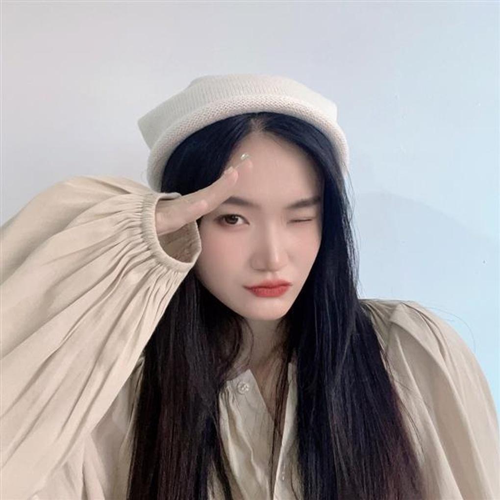 Roll-up String Knit Beanie (Ivory)