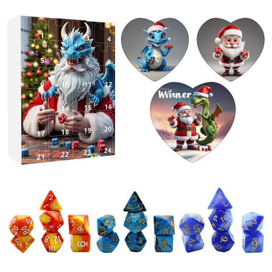 DND Dice Set Advent Calendar 2024 24-Day Countdown to Christmas Acrylic Polyhedral