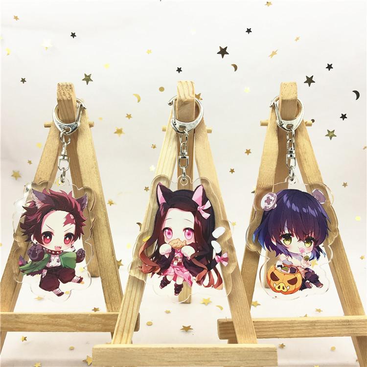 Anime Games Key Rings Demon Slayer Cartoon Character Acrylic Keychain Metal Decoration Accessory Gift Pendant