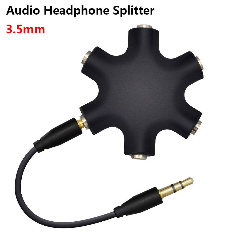 1Pcs 1 Male to 5 Female 3.5mm Audio Headphone Splitter  Phone Laptop MP3 Player