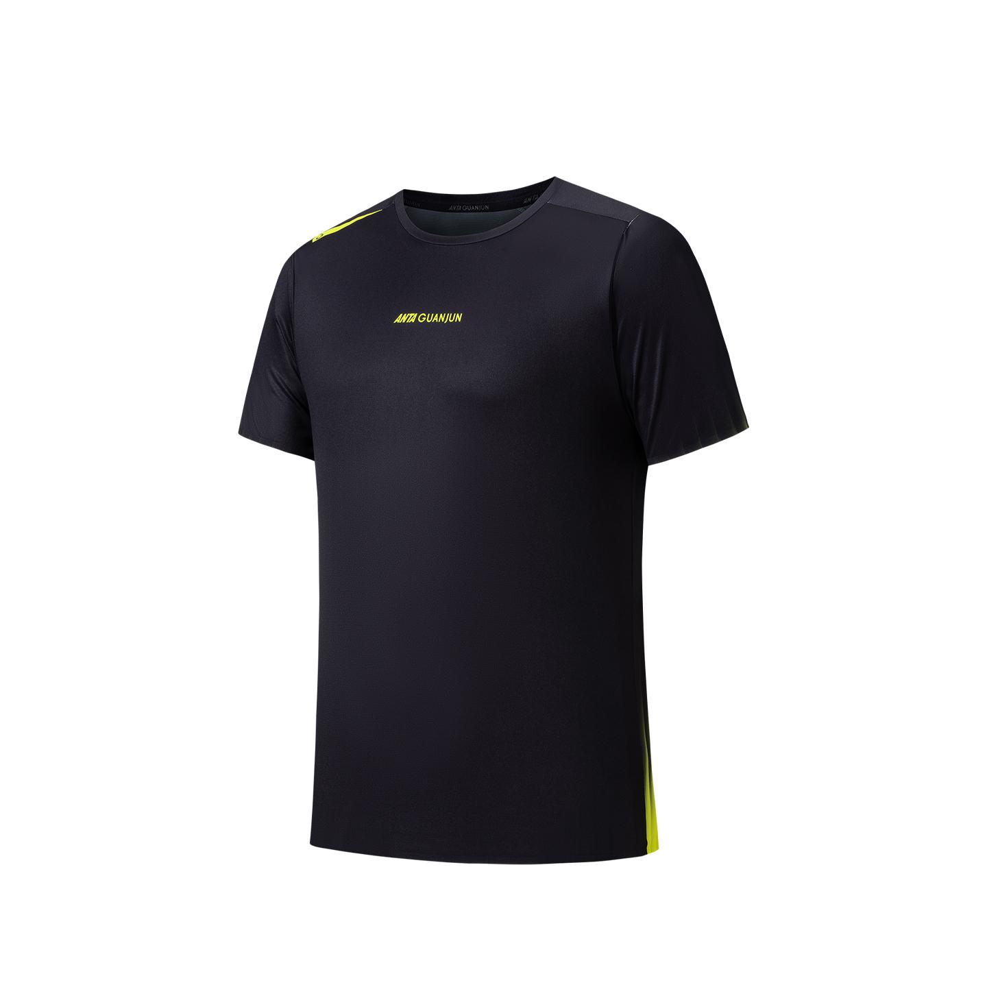 

Anta Champion Mens Short Sleeve Knitted Shirt Summer T-Shirt Men tops Basic-Black 152620150-2 L
