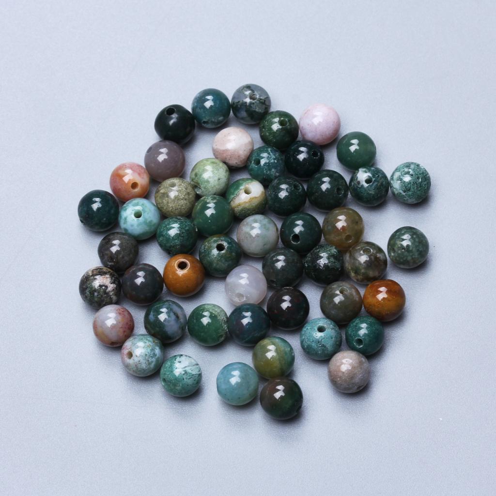 About 15/20/30/40/50/60Pcs 4/6/8/10/12mm High Quantity Loose Spacer Beads Indian Agate Natural Stone Round Beads For DIY Pendants Necklace Bracelets