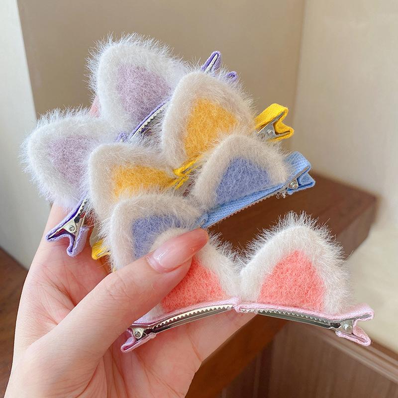 Cute Cat Ear Hairpin Girl Korean Plush Hair Clip Colorful Small Hairpin Hair Accessories For Women Headwear