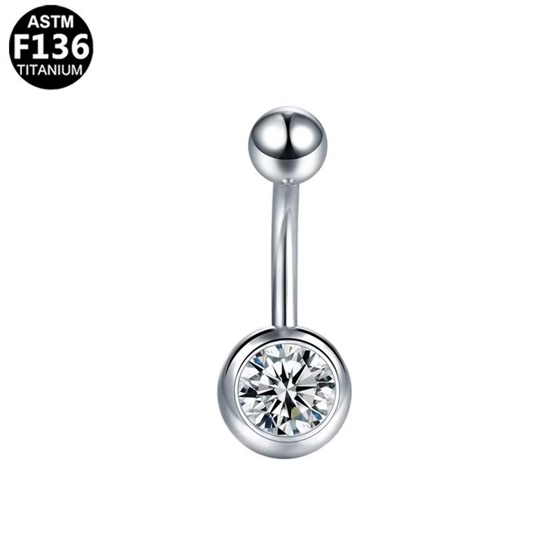 Titanium F136 Navel Ring with Diamond Ball for Daily Wear