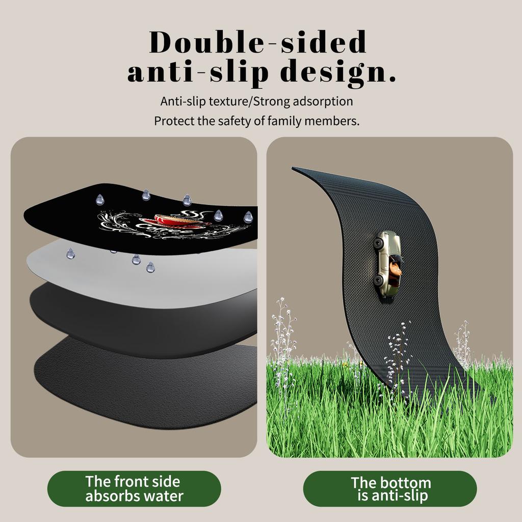 Kaffeemaschinenmatte Wasserdicht Küchen Geschirrtrockenmatten Rutschfeste Abtropfmatte Schnelltrocknend Geschirr Wasserhahn Essgeschirr Teppich