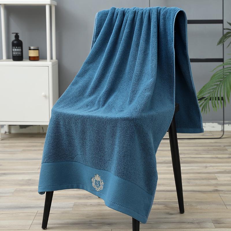 Custom Embroidered Pure Cotton Bath Towel - Thick, Large (70x140) with Personalized LOGO 70x140cm синий