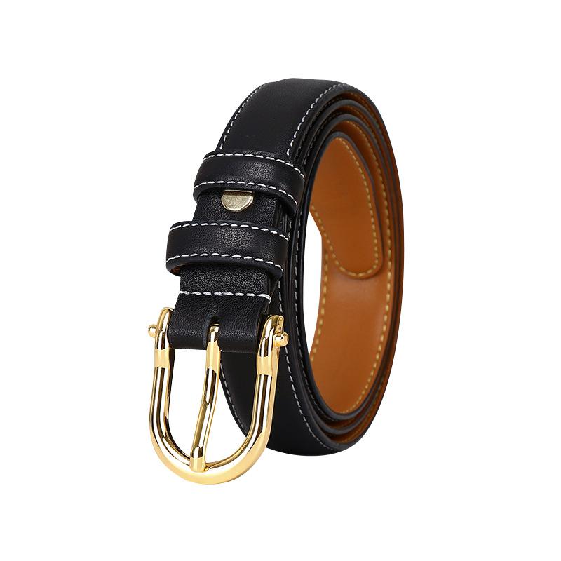 2.4Cm New Korean Version Of Simple Fashion Trend Belt Women'S Genuine Leather First Layer Cowhide Versatile Casual Pants Belt Belt