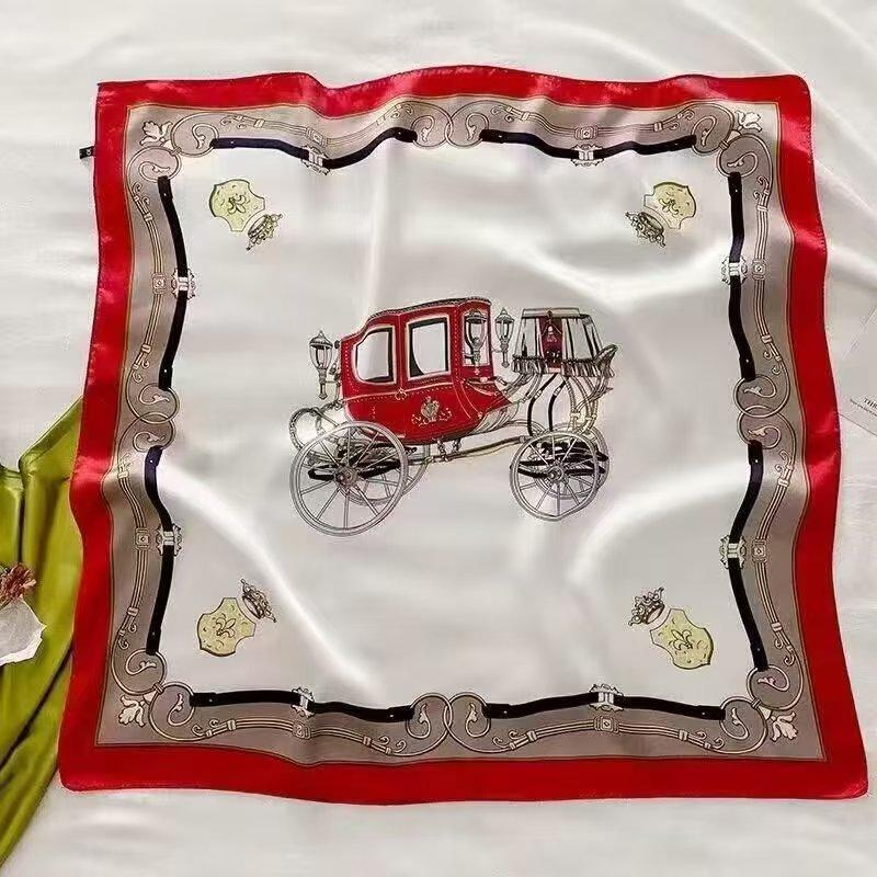 Neuer 70 * 70 cm quadratischer Schal im koreanischen Stil, Seidenschal, Ganzjahres-Sonnenschutzschal, Tasche binden, Stirnband, vielseitig