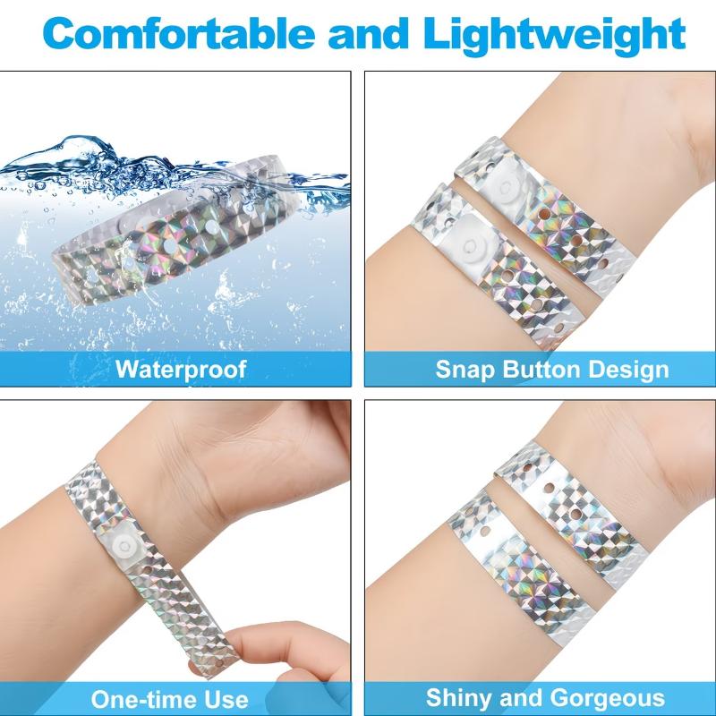 Holographic Event Wristbands 50/100Pcs Waterproof Adjustable Snap Shiny for Birthday Party Club Entry Check Event Use