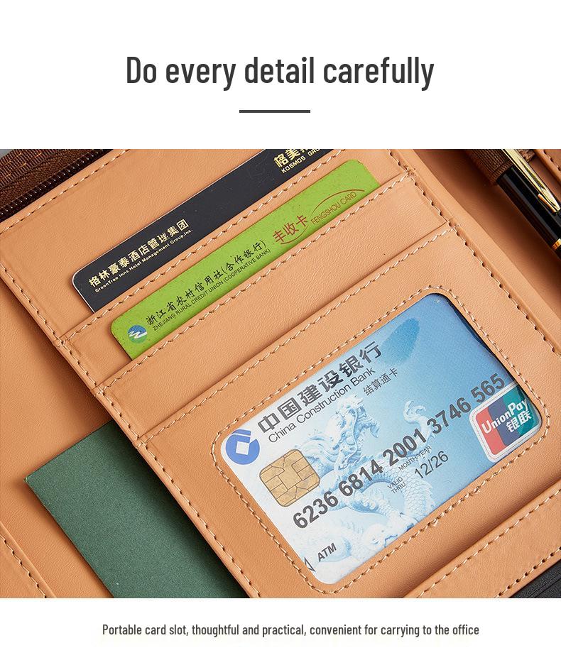 A4 Business Folder with Calculator and Zipper - Sales Manager's Document File Folder