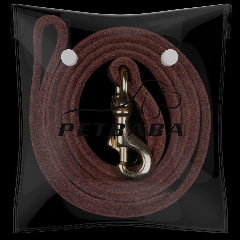 PETBABA Dog Lead Leather Lead Bull Leather Medium Large Dog Lead Genuine Leather Lead Durable Easy to Use Pet Supplies 1.8m Walking/Training/Training