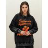 California Persimmon Fruit Art Letter Printed Women Pullovers Loose Cotton Washed Sweatshirt Soft O-Neck Top Autumn