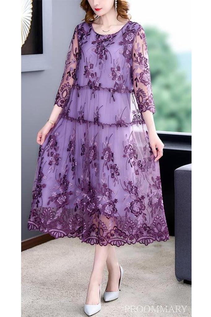 Party Large Wedding Party Lined [PROOMMARY] Dress, Size, Dress, Women's, Formal, Dress, 3/4 Sleeves, Lace, A-Line, (XL)