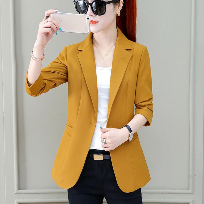 Women's Spring and Autumn Solid Colour Short Small Suit Jacket Suit Formal Wear Lapel Coat