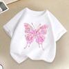Beautiful Butterfly Print T Shirts For Girls Summer Children Casual Cute Colorful Tops Kids Comfortable Oneck Short Sleeve Tees