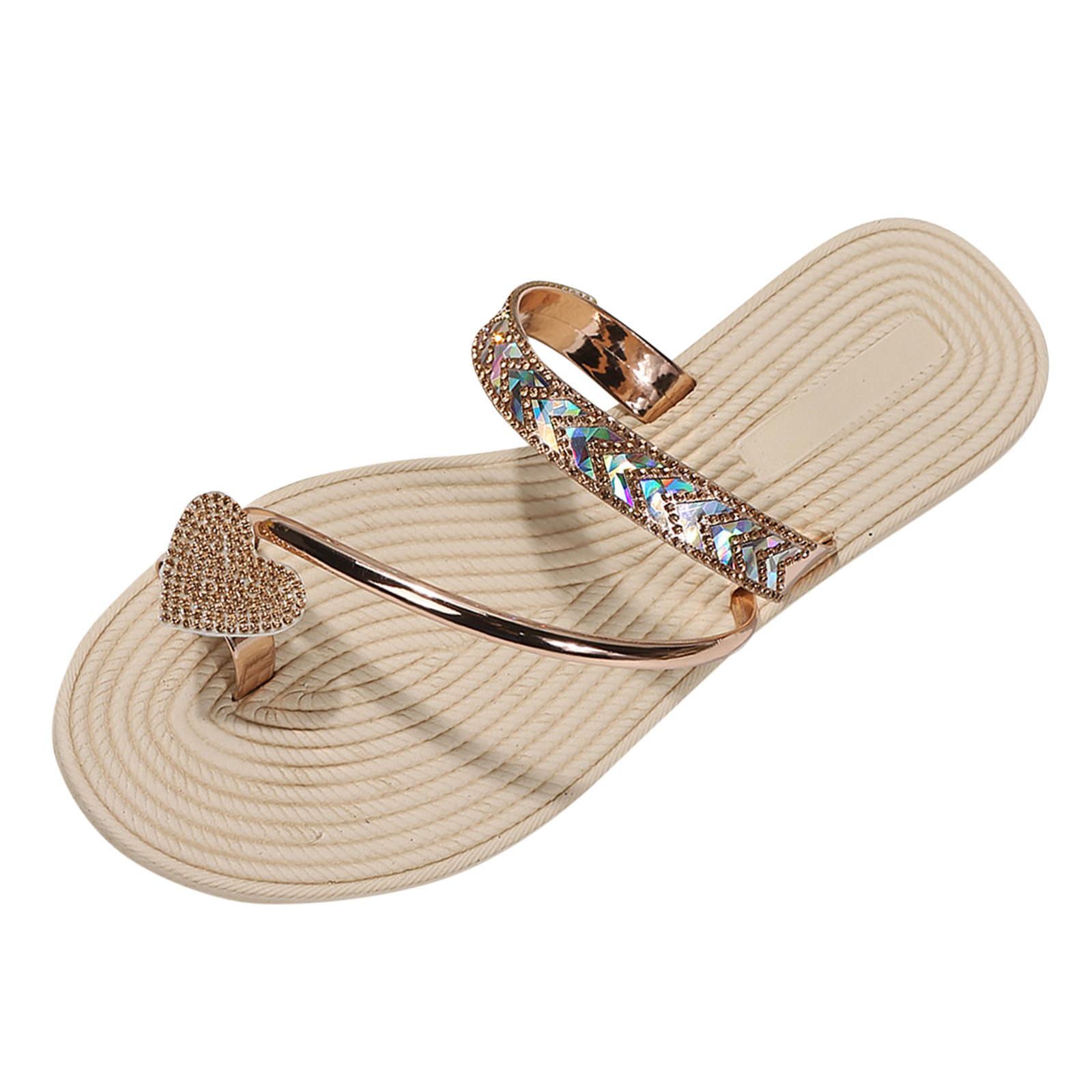 Летние женские тапочки на плоской подошве со стразами — фото 6