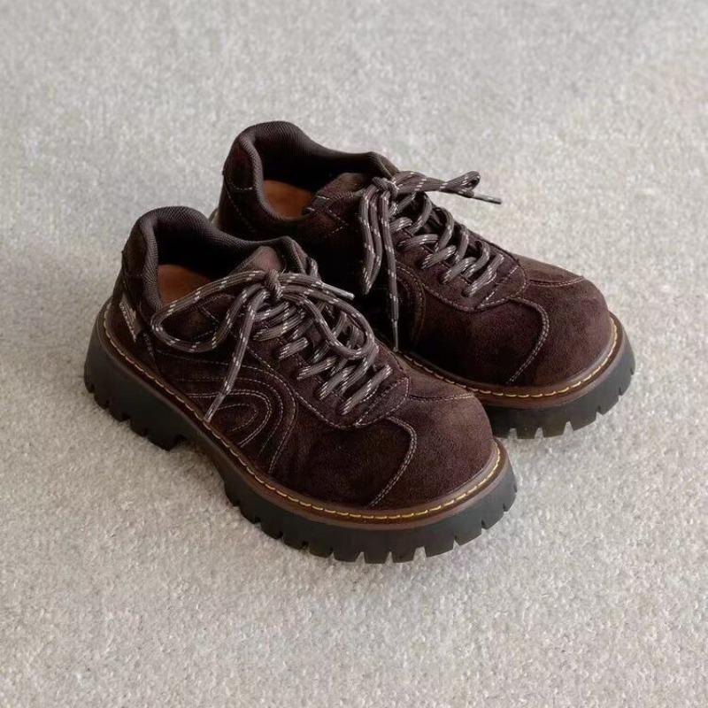 

Весенне-осенние универсальные коричневые дерби с большим пальцем, женские на толстой подошве с увеличением роста, маленькие ретро кожаные туфли, повседневная обувь 40 коричневый