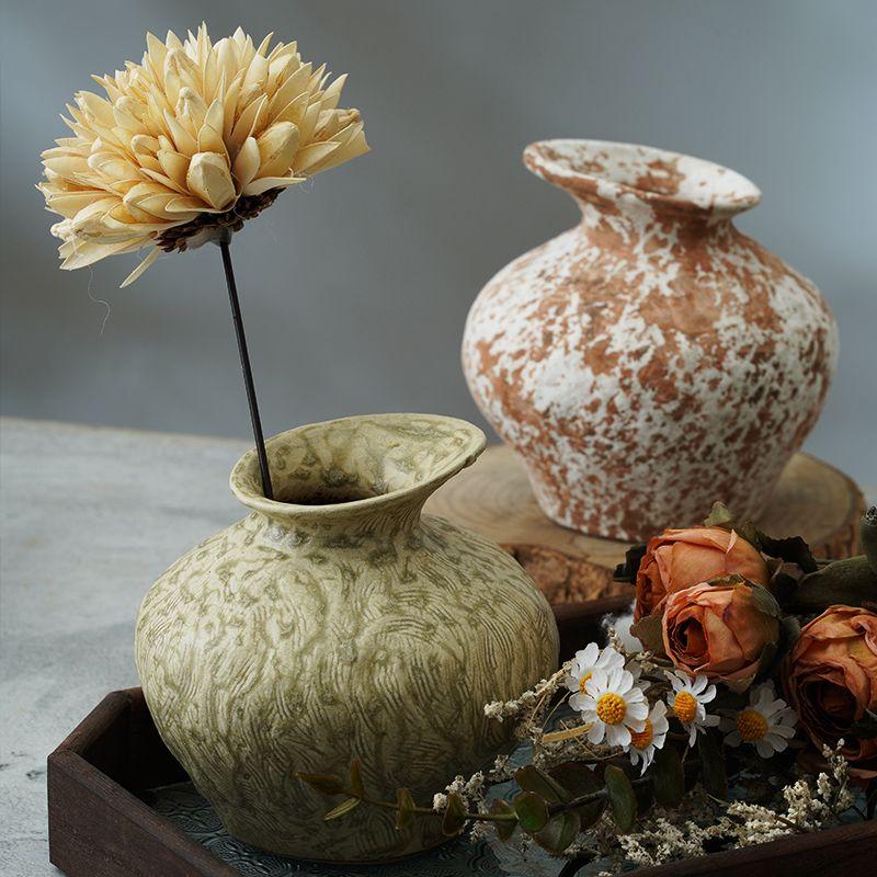 Vintage Ink Splash Ceramic Dried Flower Vase Art Irregular Bevel Plant Flower Vase Crafts Porch Ornaments Interior Decoration