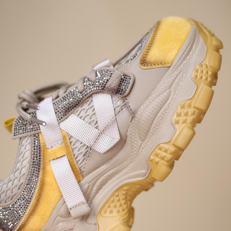 2025 Women's Autumn Dad Shoes - Stylish, Height-Increasing, Elegant European Design with Rhinestone Details