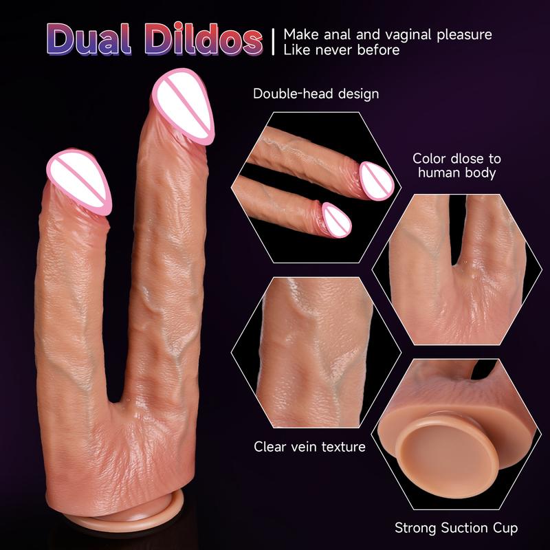 Dual-Ended Dildo for Women Flexible Realistic Double Penetration Adult Toy Soft Waterproof Phallus for Vaginal Anal Stimulation