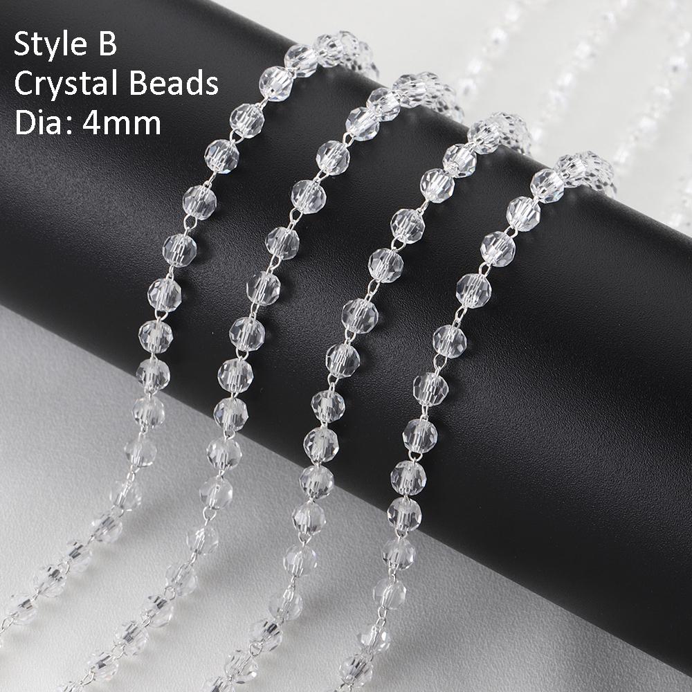 1Meter Colorful Glass Ball Beaded Chain Crystal Beads Necklace Body Chain Accessories for Jewelry Making Components DIY Supplies