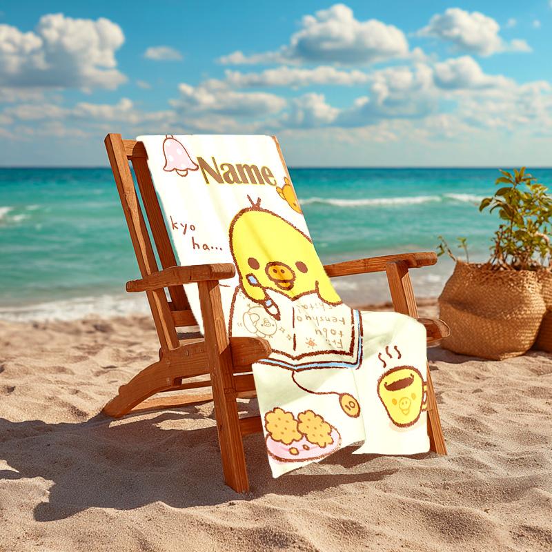 Personalized Customized Proof Beach Towel with San-X Rilakkuma Pattern - Soft, Absorbent,quick-drying,perfect Swimming,camping&bathing
