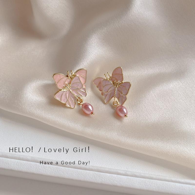 Korean Style Fashion Pearl Camellia Earrings For Women Girls Crystal Pendant Jewelry Lady Trendy Vintage Accessories Ear Rings