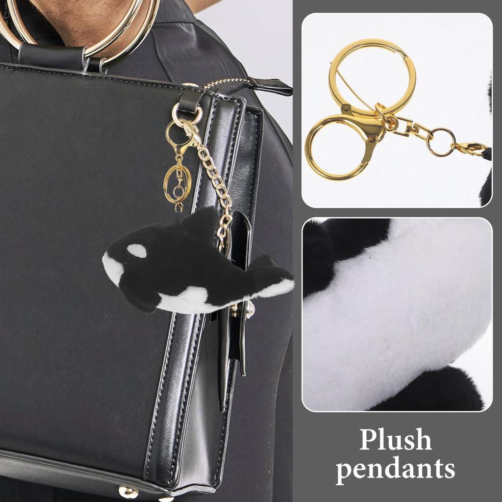 Hohopeti 2-Piece Killer Whale Keychain Plush Charm, Backpack Keychain for Wallet, Bag, or Key Decoration, Animal Purse, Shark, Whale Keychain, Whale