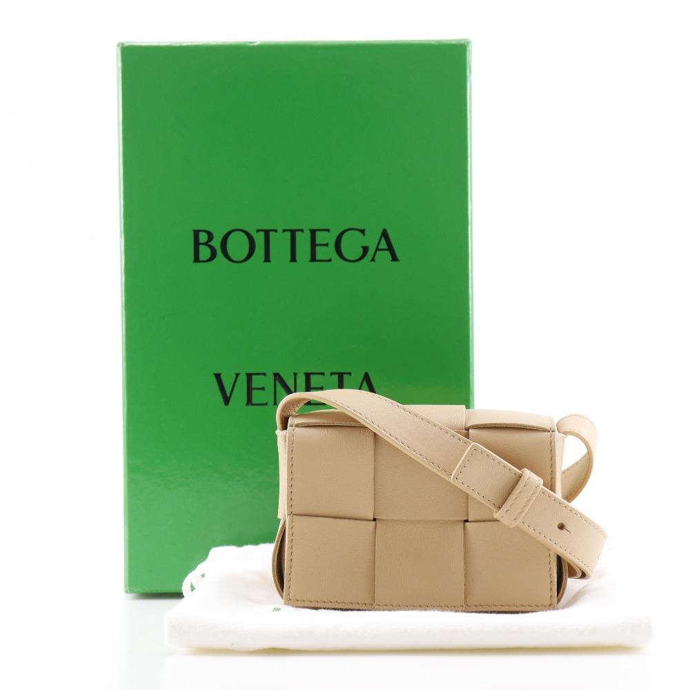 BOTTEGAVENETA Candy Cassette Shoulder Bag 666688 VMAY1 Intrecciato Beige Lambskin Unisex Used