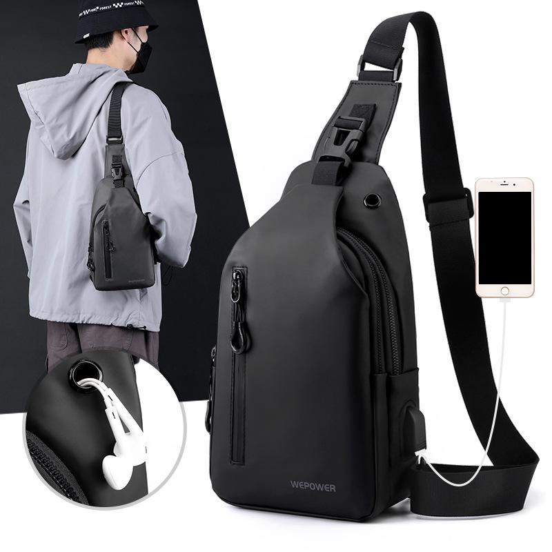 Men's Sling Bag Multi-Functional Chest Bag with Headphone Jack Modern Crossbody Bag for Phone & Essentials