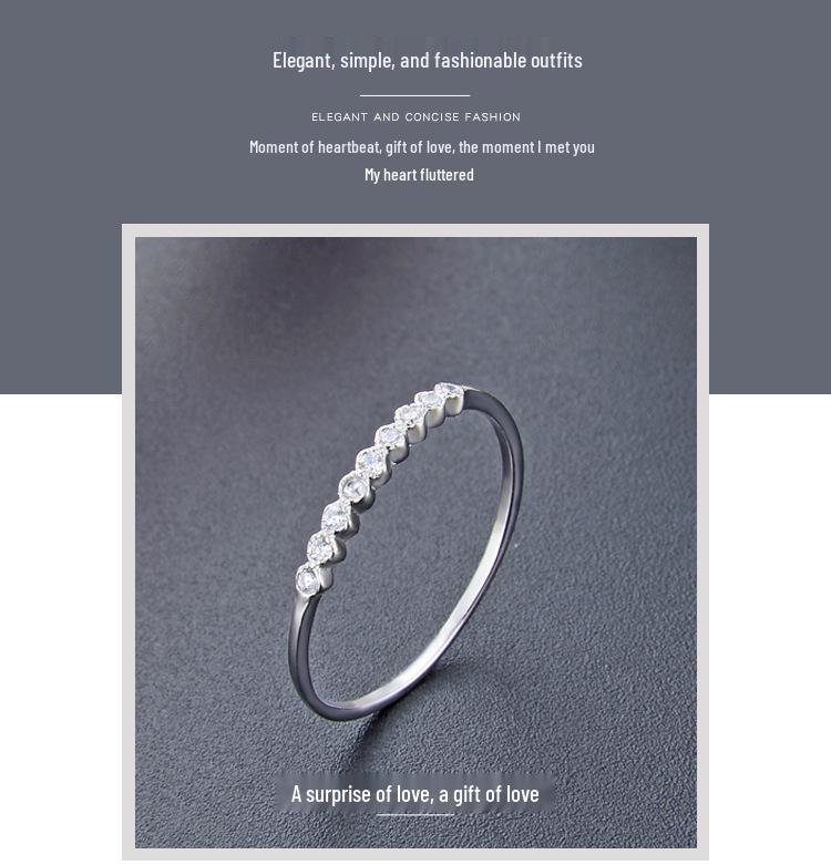 925 Sterling Silver Diamond Zircon Women's Minimalist Luxury Ring – Stackable for Index or Pinky Finger.