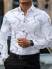 Camisa de Manga Larga para Hombre con Estampado de Líneas Geométricas de Moda Diseño de Moda Business Casual Ajuste Slim Sin Planchado Versátil Camisa Estilo Ins