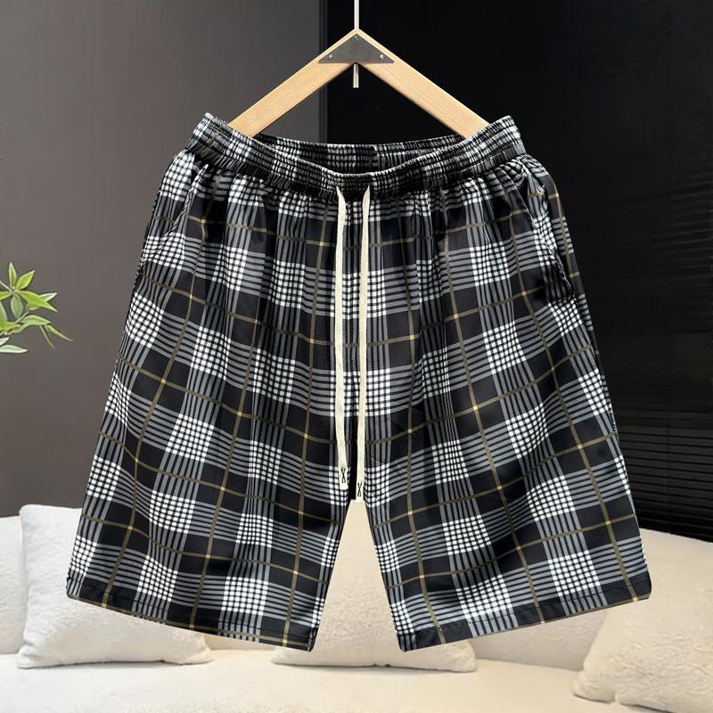 Men's Plus Size Plaid Casual Shorts – Elastic Waist Drawstring Loose Fit Summer Shorts (5XL-11XL)