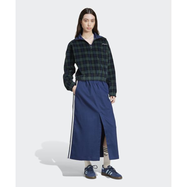 Adidas Originals Midi Cotton Twill Logo Pattern Mid-Rise Outdoor Casual Long Skirt Women Skirts Night-Indigo IX1039