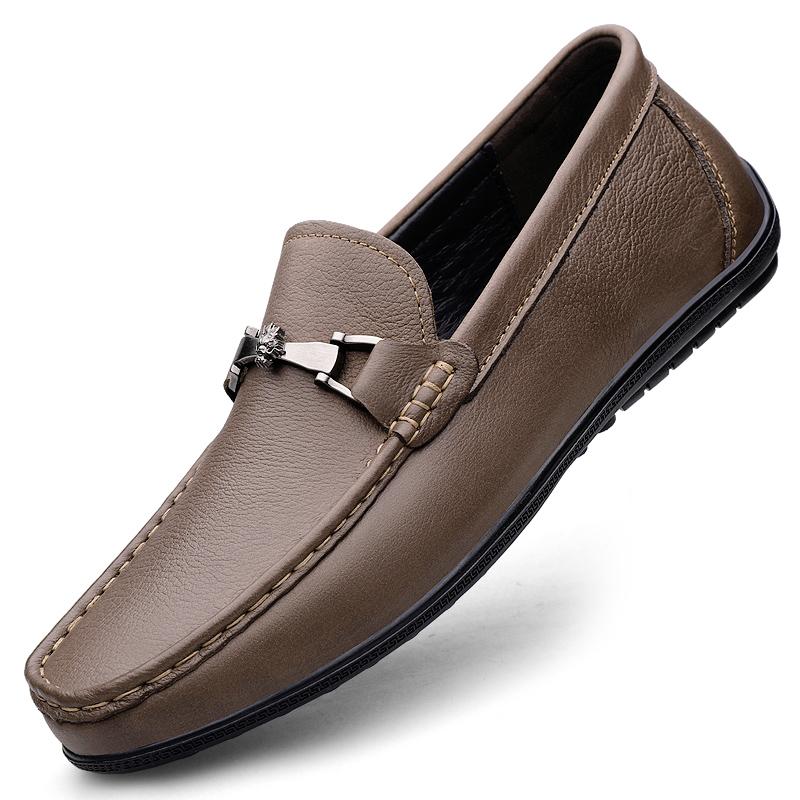 Fashion New Men Luxury Advanced Premium Genuine Leather Shoes Texture Simple Men's Non-slip Soft Leisure Business Office Loafer Shoes