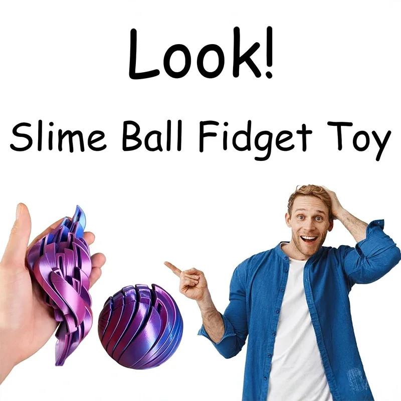 Sümük Topu Fidget Oyuncak 3D Baskılı Twistsphere Fidget Oyuncak Dişli Sıvı Akış Topu Dönen Tasarımlı Kaygı Giderici Oyuncaklar