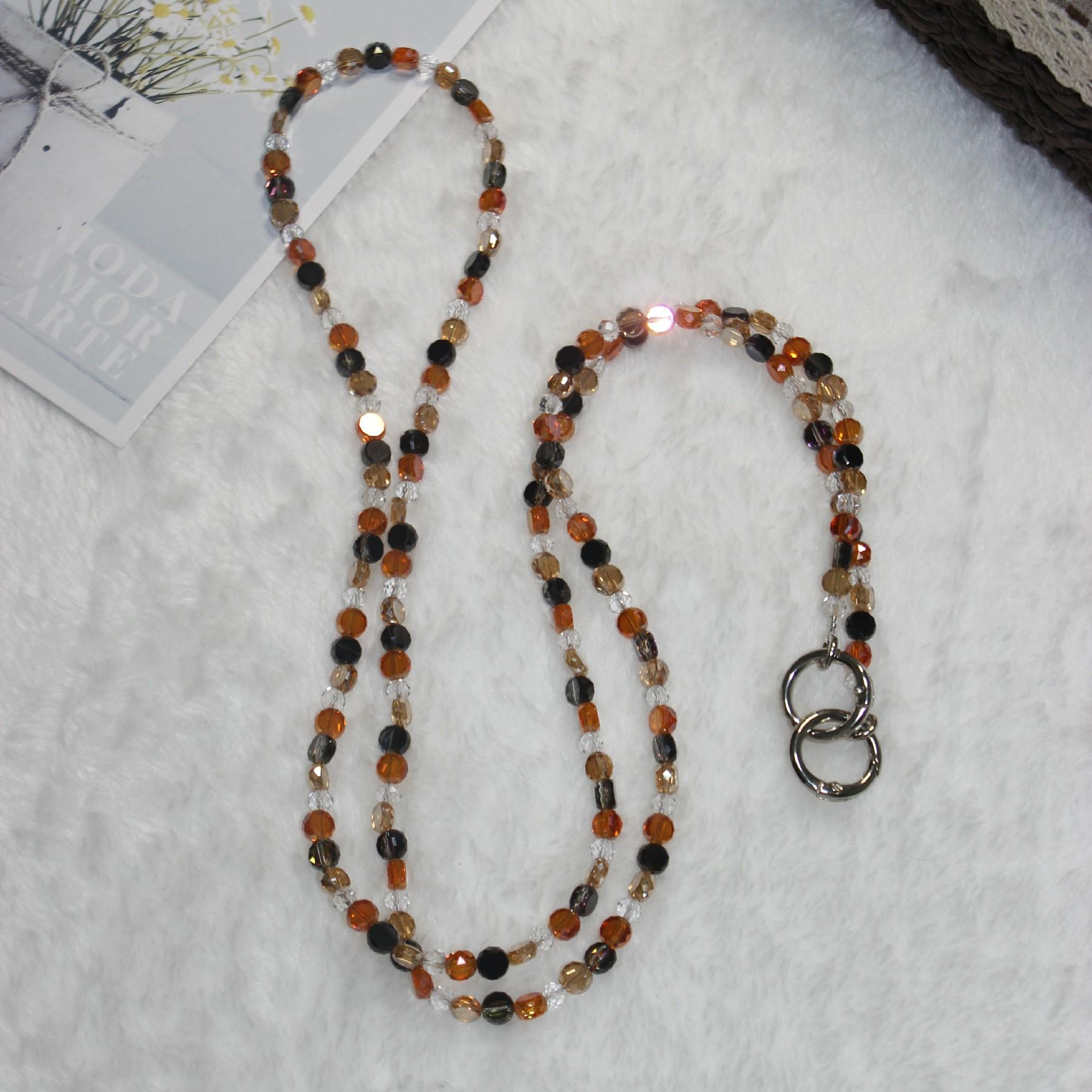120cm Phone Charm Strap Crystal Beads Shoulder Strap Lanyard with Tether Tab A
