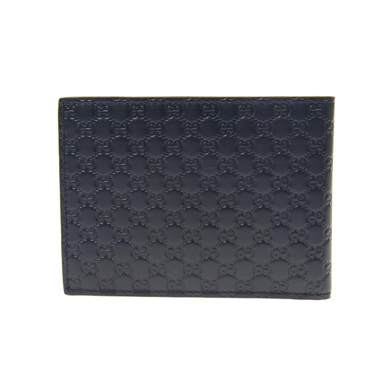 Gucci Simple classic presbyopia logo embossed narrow version bi-fold cowhide wallet wallet men's blue/navy blue