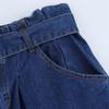 Spring 2025 Women's Denim Set: Turn-Down Collar Shirt & Belted Wide-Leg Jeans