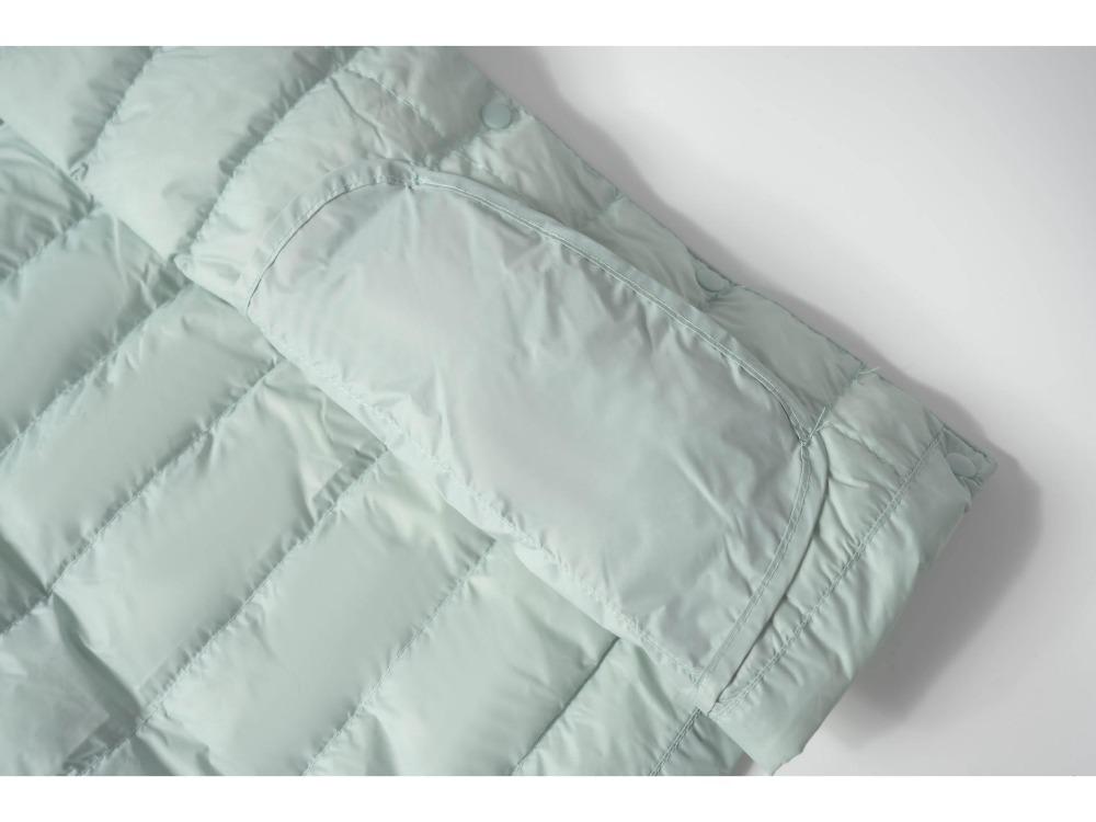 Women's Warm Down Liner Jacket Solid Color Long Sleeve Round Neck Short Style for Autumn Winter