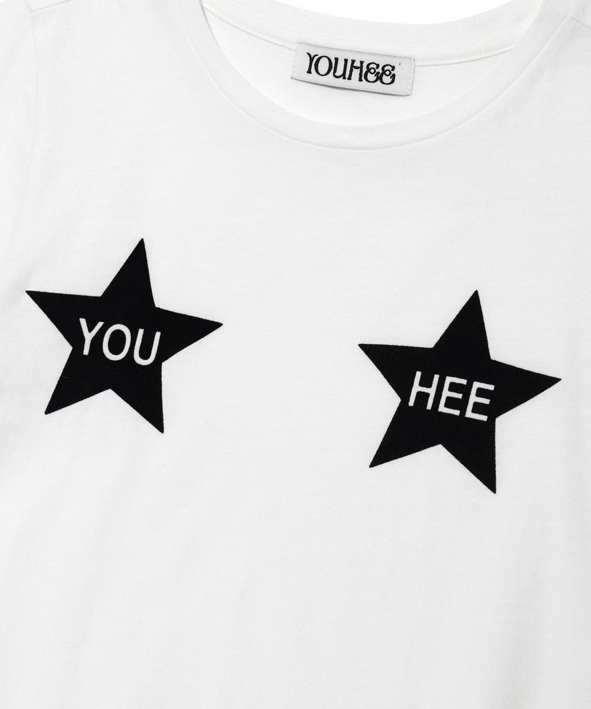 YOUHEE Youhee Double Star Graphic T-Shirt White