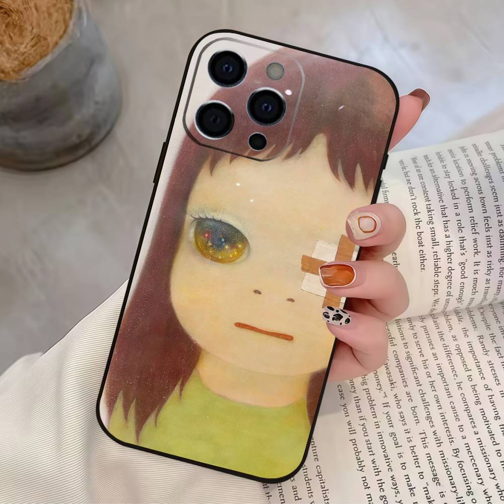 Japan Art Y-Yoshitomo N-Nara Phone Case For IPhone 17,16,15,14,13,12,11,Plus,Pro,Max,Plus,XS,soft case Black silicone iPhone17