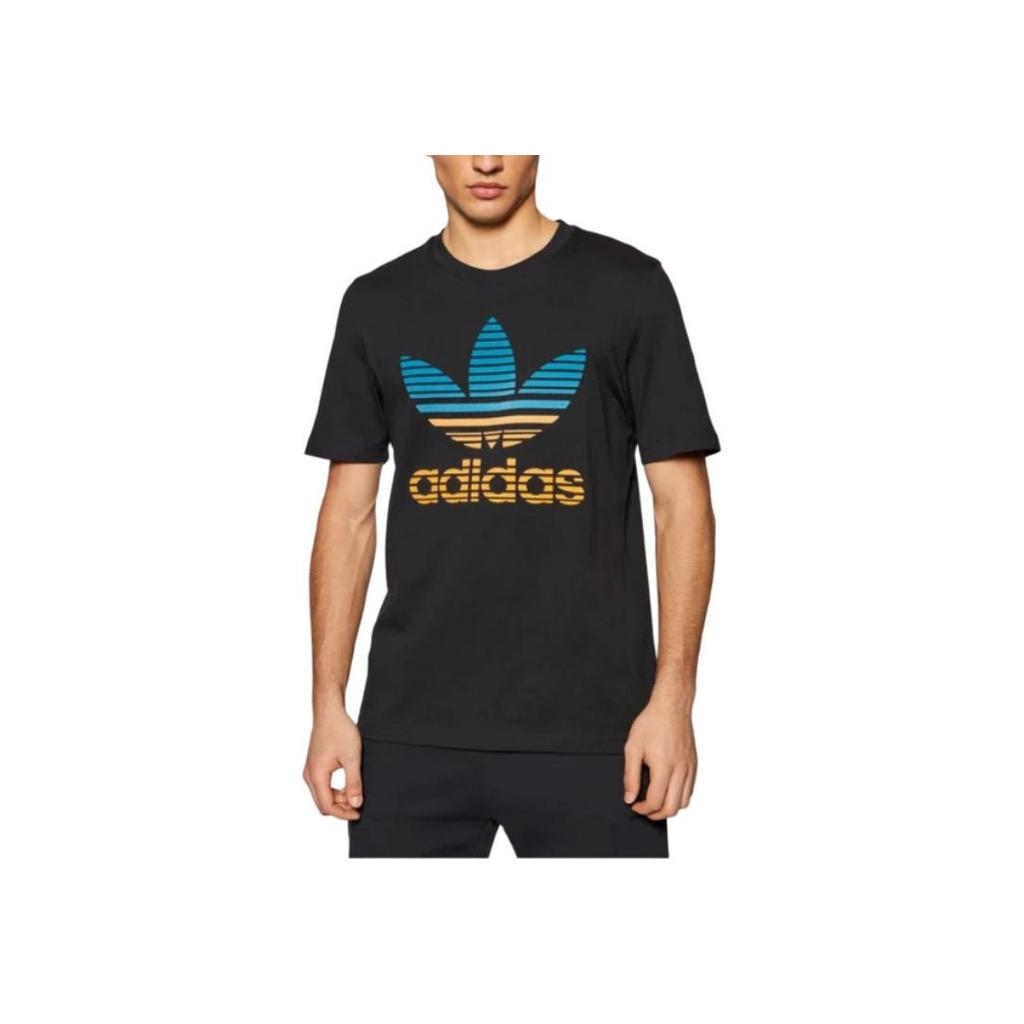 Adidas Originals Trefoil SS22 Color Logo Print Crew Neck T-Shirt Men Tops Black GP0166