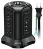 NVEESHOX Tower-Style Power Strip with Type-C and PD Function, USB Outlet Extension Cord, 2m, Lightning Guard, 9 AC Outlets, 4 USB Ports, Octopus-Shape