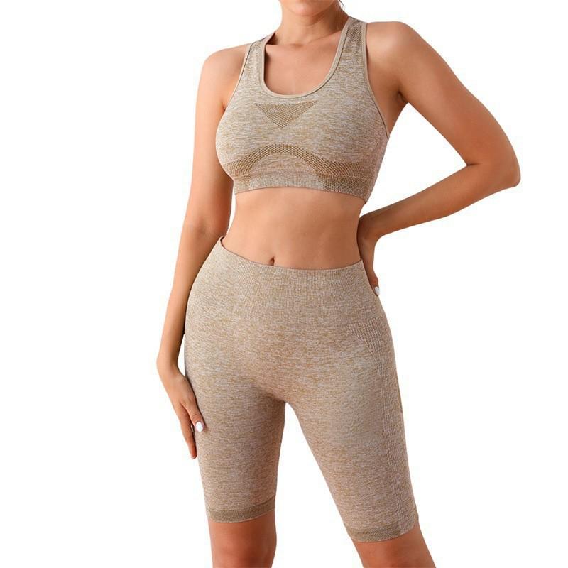 Naadloze Hoge Taille Yoga Set: Billenliften Sportbeha & Shorts
