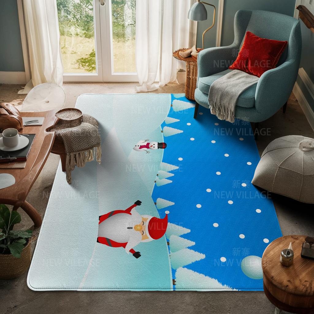House Entrance Carpet Home Door Mat Living Room Bath Foot Bathroom Non-slip Water Absorption Rugs Bath Merry Christmas Winter